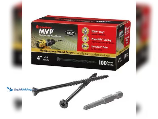 Lot 49-2001619 - (100-Pack) FastenMaster #10 x 4 in. Torx TTAP Drive Suresink Flat Head MVP Multipurpose Wood Screw, ...