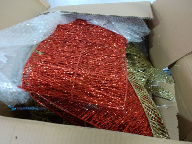 Lot 49-1546956 - Lighted Christmas Reindeer & Sleigh Holiday Outdoor Decor Set with LED Lights, Stakes, Red and Gold,...