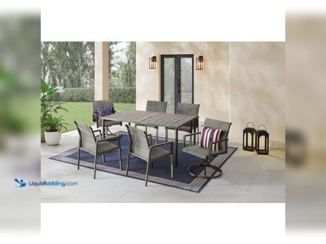 Lot 49-5542883 - Hampton Bay Westgrove 7-Peice Metal Sling Outdoor Dining Set. 2 box set. Model # 525.1520.000 Unused