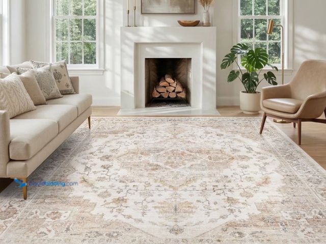 Lot 49-5574267 - FEELHOME 8'x10' Area Rug Machine Washable Soft Vintage Distressed Non Slip Carpet for Living Room Be...