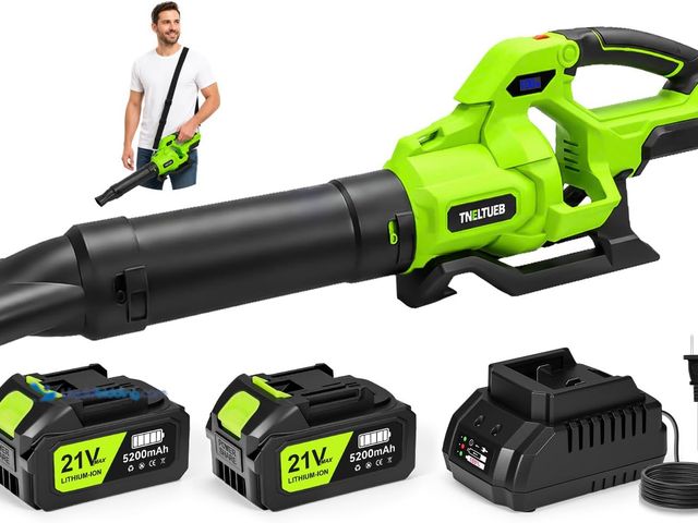 Lot 49-5581835 - Leaf Blower, Handheld Electric Leaf Blower with 5 Speed Modes, Green MODEL:B0HG1GKL9P UNUSED. BATTER...