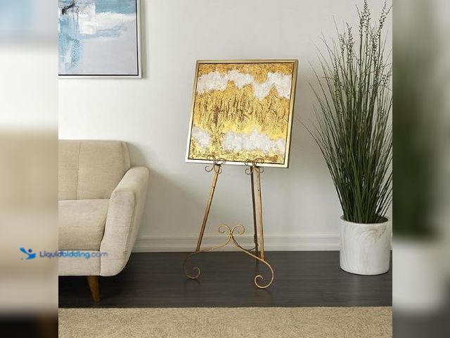 Lot 49-1556628 - Deco 79 Metal Scroll Large Free Standing Adjustable Display Stand Easel with Chain Support, 22" x 21...