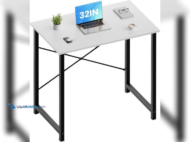 Lot 49-3531468 - OLIXIS 32 Inch Office Desk Small Computer Work Table with Storage Bag, Headphone Hooks, Home Simple ...