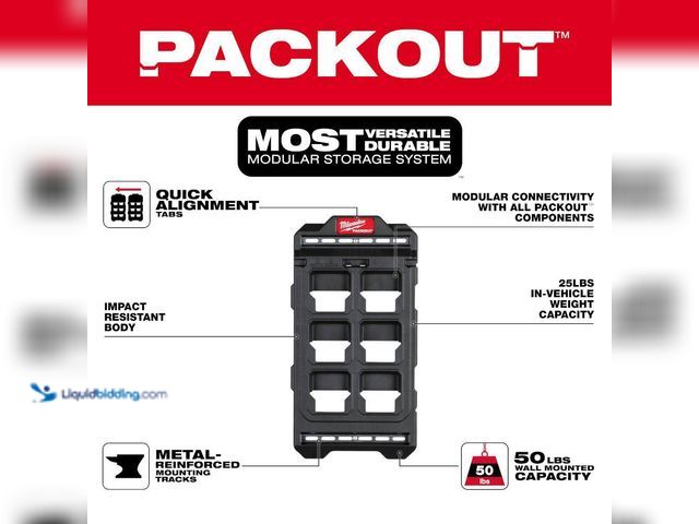 Lot 49-3616942 - Set of (2) Milwaukee PACKOUT 20 in. x 10.25 in. Wall Plate in Black - Unused SKU # 1011509954