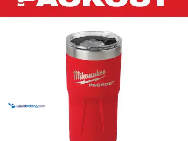 Lot 49-3614682 - Milwaukee PACKOUT Red 20 oz. Tumbler, Model # 48-82-8392R, Unused.  Ref#BIN0716