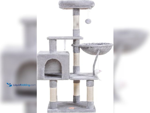 Lot 49-5553253 - Heybly Cat Tree with Toy, 43.3 inch Cat Tower for Indoor Cats HCT004W | Cat Condo with Durable Sisal...