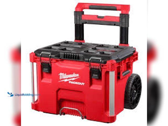 Lot 49-5489241 - Milwaukee PACKOUT 22 in. Rolling Modular Tool Box. Model # 48-22-8426. Unused.