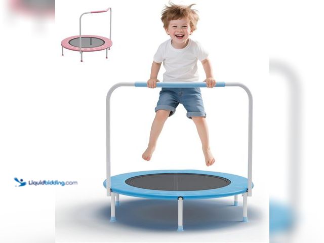 Lot 49-3527370 - Trampoline for Kids, Upgrade Full Anti-Rust Toddler Trampoline with Net (attachments included) Unuse...