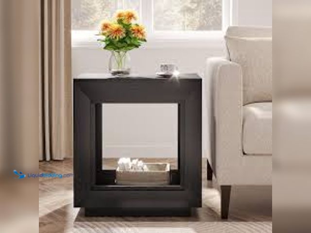 Lot 49-5415400 - BYBLIGHT Kerlin 23.62 in. Black Rectangle Wood Side Table 2-Tier End Table with Metal Frame for Livi...