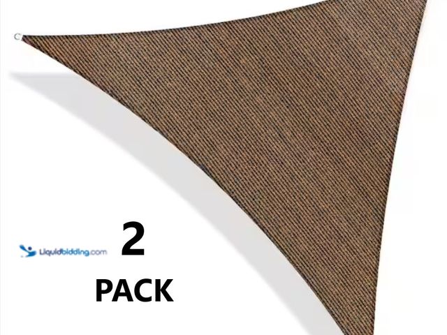 Lot 49-3614416 - Lot of (2) ColourTree 8 ft. x 8 ft. 190 GSM Brown Equilateral Triangle Sun Shade Sail Screen Canopy,...