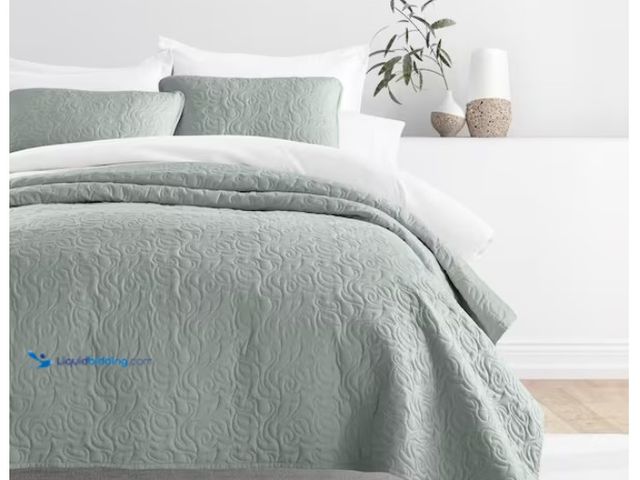 Lot 49-1622684 - Becky Cameron All Season 3-Pcs Floral Stitch Microfiber Quilt Set with Shams, Model # IH-QLT-FLO-Q-E...