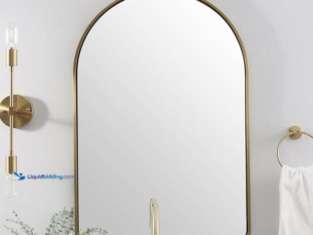 Lot 49-2020951 - ANDY STAR Brass Mirror, 20x30 Gold Arched Mirror, Brass Bathroom Mirrors for Wall in SUS304-Anti-Rus...
