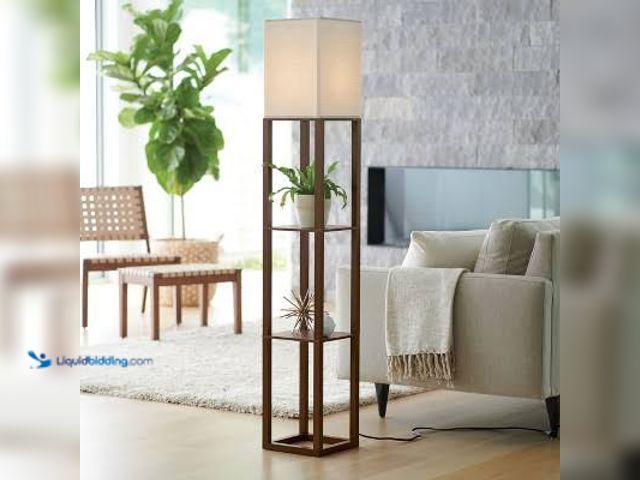 Lot 49-5543872 - Threshold Shelf Floor Lamp Brown - Threshold™: ETL Listed, Linen Shade, MDF Body, 62.5" Tall, UPC #7...