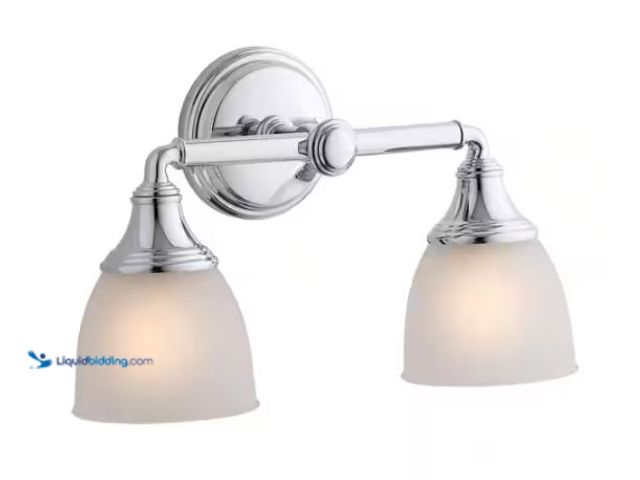 Lot 49-1624696 - KOHLER Devonshire 2 Light Polished Chrome Indoor Bathroom Vanity Light Fixture, Position Facing Up o...
