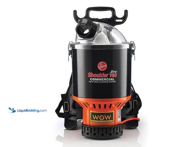 Lot 49-5414419 - Hoover Commercial Pro Shoulder Vac 1.6 gal Bagged Corded HEPA Filter for Carpet and Hard Floor, Blac...