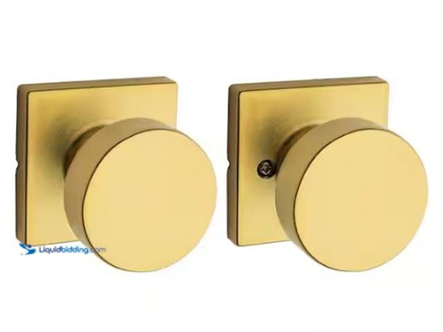 Lot 49-1569195 - Kwikset Pismo Satin Brass Hall/Closet Square Door Knob, Model # 720PSK SQT 4 CP, New,  Ref#SBS0114