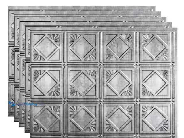 Lot 49-5552402 - Fasade
18 in. x 24 in. Traditional # 4 Vinyl Backsplash Panel in Crosshatch Silver (Pack of 5). Mod...