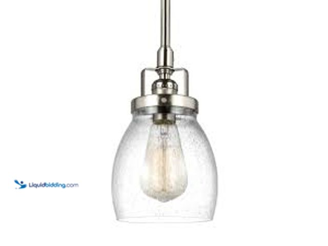 Lot 49-5438164 - Generation Lighting Belton 5.375 in. W. 1-Light Brushed Industrial Nickel Hanging Pendant. Model # 6...