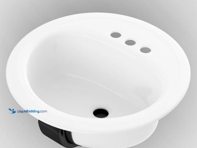 Lot 49-1814362 - Bootz Industries Laurel Series Lavatory Sink, Round Basin, 3-Deck Hole, 19 in OAW, 19 in OAH, 7-13/1...