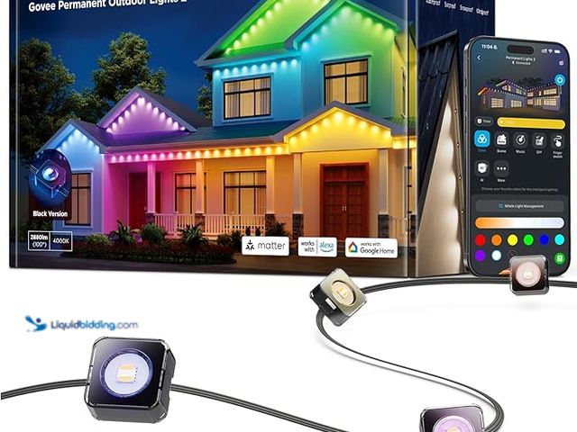 Lot 49-1576845 - Govee Permanent Outdoor Lights 2, 100ft RGBIC Outdoor Lights with 72 LED Lights, IP67 Waterproof, 10...