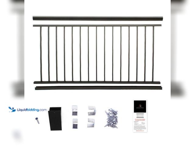 Lot 49-5412548 - Aria Railing 36 in. x 69.43 in. Black Powder Coated Aluminum Preassembled Deck Railing, Model # AP16...