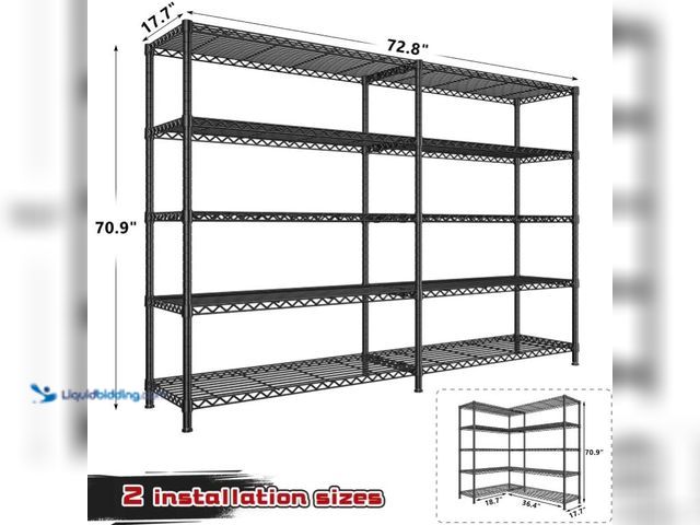 Lot 49-3473711 - REIBII 72.8” W Metal Shelving Units, Adjustable Wire Shelves for Storage, 5-Wire Shelving Rack for P...