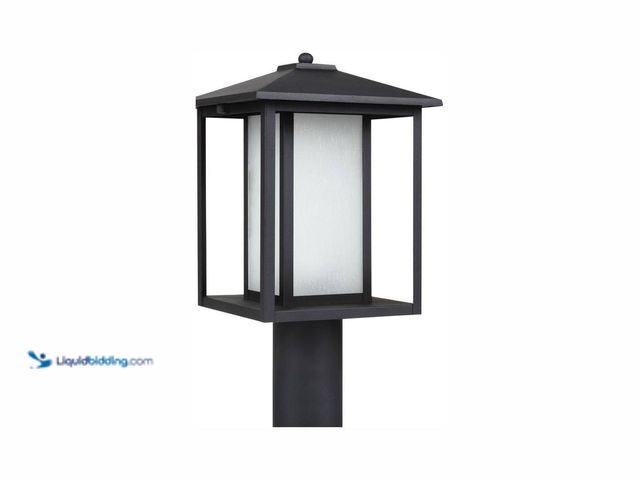Lot 49-5413057 - Generation Lighting Hunnington 1-Light Outdoor Black Lamp Post Light with LED Bulb New