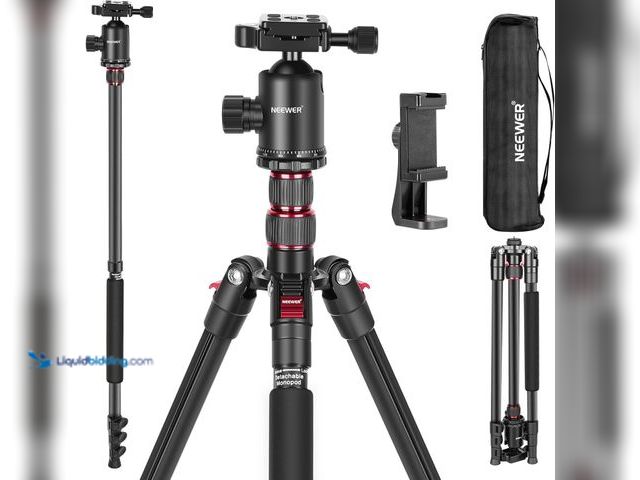 Lot 49-5543378 - NEEWER 77 inch Camera Tripod Monopod for DSLR, Phone with 360° Panoramic Ball Head, 2 Axis Center Co...