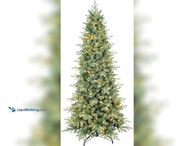 Lot 49-5447631 - 7 FT Prelit Artificial Skinny Christmas Tree,Blue Spruce Slim Pencil Xmas Tree. [Model: B0D95SH883] ...