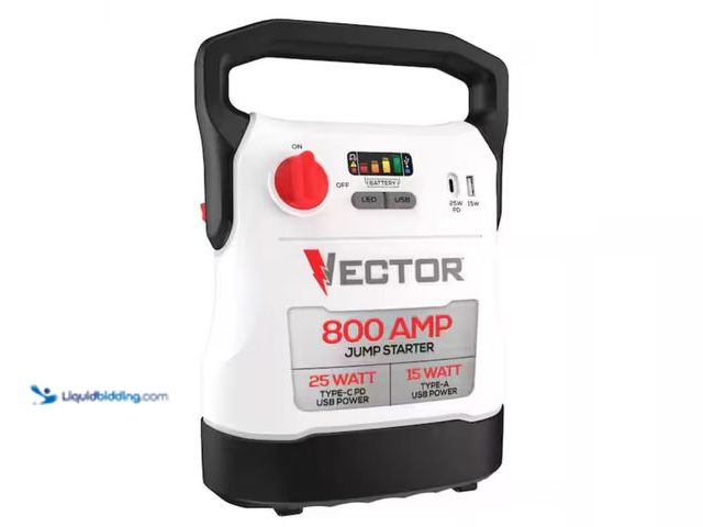 Lot 49-2005596 - VECTOR 800 Amp Jump Starter with USB Power, Model # VECJ8, Unused, Unable to test, Powers on.   Ref#...