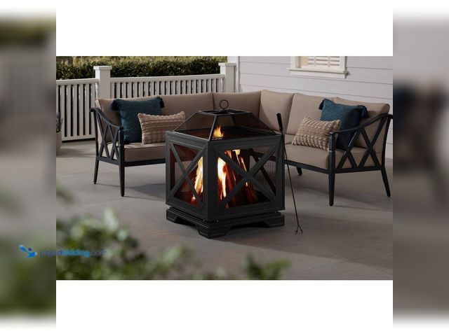 Lot 49-5484490 - Hampton Bay
Westbury 25.98 in.W Black Steel Wood Outdoor Fire Pit with Cover, Cooking Grate, and Po...