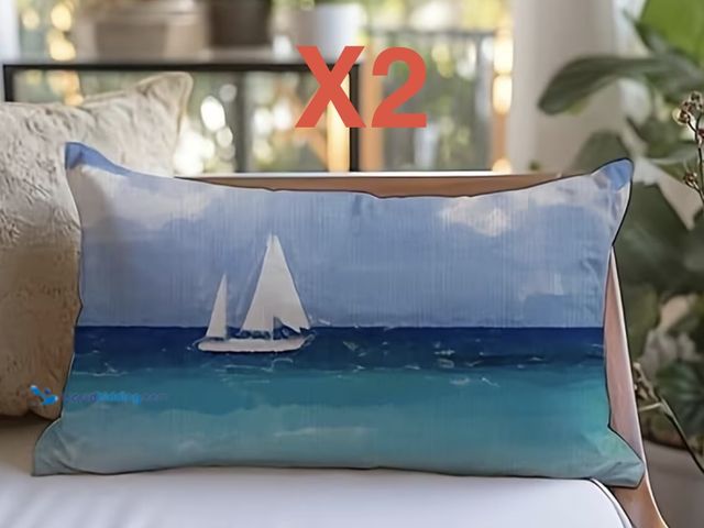 Lot 49-1975271 - New Set of 2 Linen Blend Throw Pillows. 20”x12”. Removable and washable cover with zipper enclosure....