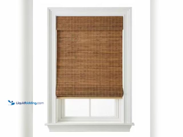 Lot 49-2025321 - Home Decorators Collection Hampton Wheat Straw Light Filtering Cordless Bamboo Roman Shade-65 in. W ...