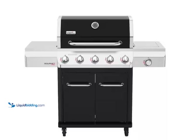 Lot 49-1624519 - Nexgrill Gourmet Pro 5-Burner Propane Gas Grill with Side Burner and Griddle Max Insert in Black Mod...