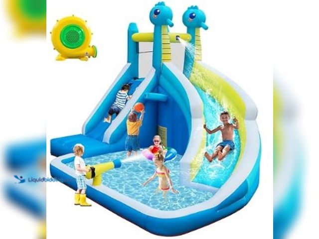 Lot 49-3631412 - Inflatable Water Slide for Kids Backyard, 5-in-1 Bounce House with Climbing Wall, Splash Pool, Water...
