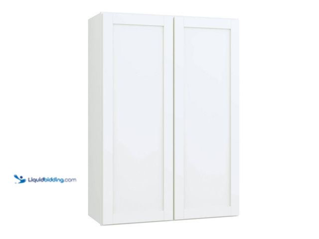 Lot 49-5416264 - Hampton Bay Courtland 30 in. W x 12 in. D x 42 in. H Assembled Shaker Wall Kitchen Cabinet in Polar ...