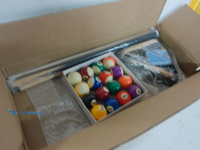 Lot 49-3600289 - 2 Person Pool Set Including 2 Sticks, Chalk, 1 Triangle, Table Brushes, and More, Unused  Ref#CRS020...