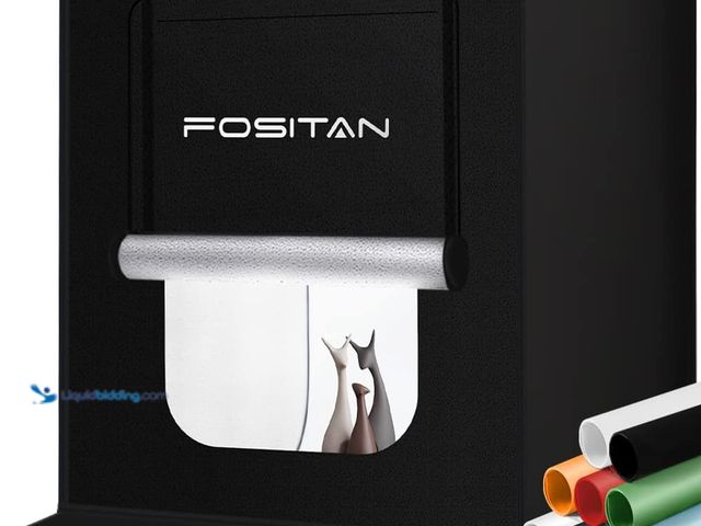 Lot 49-5437434 - FOSITAN Photo Light Box, Upgrade 8 Backdrops Photo Studio Box, 20"/50cm Adjustable Brightness Portab...