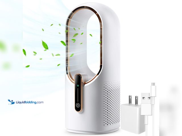 Lot 49-3527865 - Desk Fan Bladeless, 11.8 Inch Office Fan Small, Quiet, 3 Speed Adjustment, Touch Control, Easy to Cl...