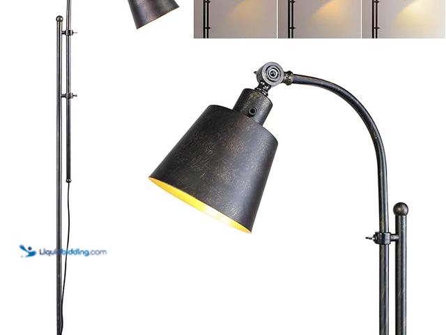 Lot 49-5433979 - Floor Lamp, Industrial Floor Lamps for Living Rooms & Bedrooms - Rustic Farmhouse Reading Lamp Stand...