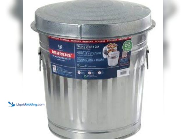 Lot 49-1631914 - Lot of (2) Behrens 31 Gal. Galvanized Steel Round Metal Household Trash Cans, NO LIDS, Model # 1270,...