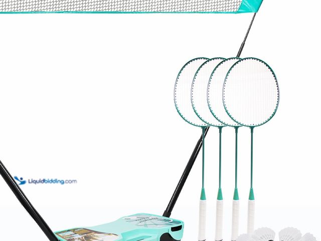 Lot 49-5416541 - EasyGo Badminton Set, with Net, 4 Racket, 4 Birdies, Portable Storage Box, for Backyards, Outdoor Ga...