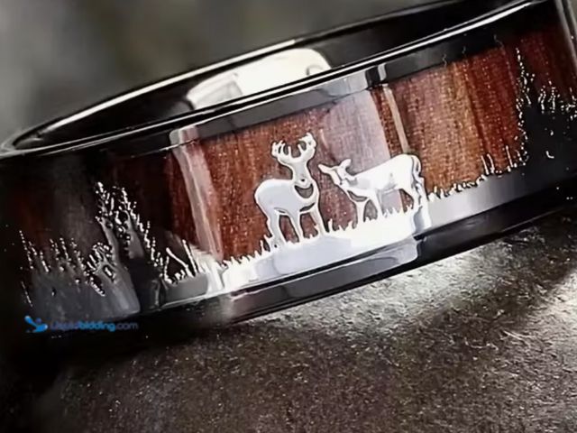 Lot 49-1831705 - [Black Stainless Steel Ring] Black 304 Stainless Steel Ring size 9
Fashion Forest &amp; Deer Wedding...
