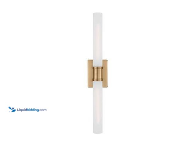 Lot 49-5572265 - Generation Lighting Keaton 30 in. Large 2-Light Satin Brass Vanity Light with Satin Etched Glass Sha...