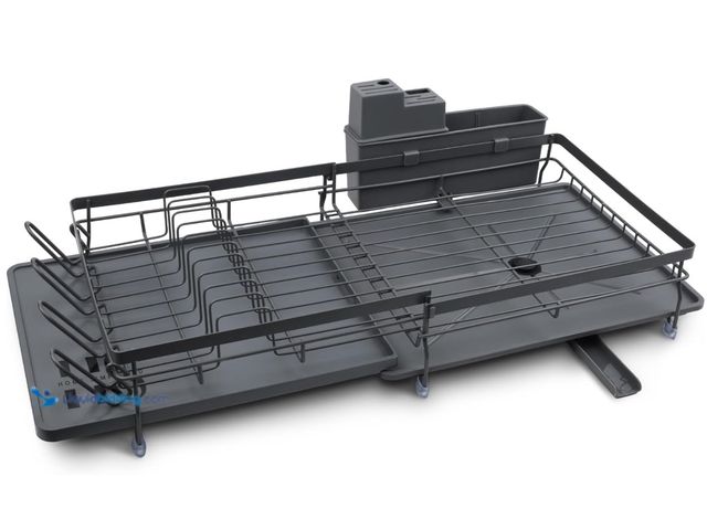Lot 49-3481694 - Deluxe Multi-Function Dish Drying Rack with Draining Tray and Removable Cutlery Holder – Heavy-Duty ...