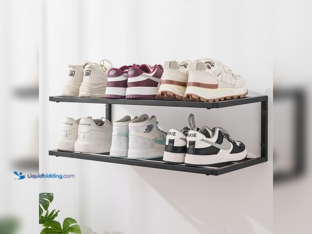 Lot 49-5463224 - Floating Shoe Rack - Modern 2-Tier Shoe Hanger Ideal for Entryway, Hallway, and Bedroom - Floating S...