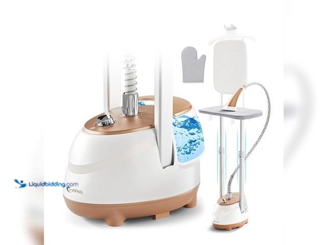 Lot 49-1563129 - Steamer for Clothes,1800W Standing Garment Steamer 30s Heat-up with Adjustable Stable Double Rod,2-i...