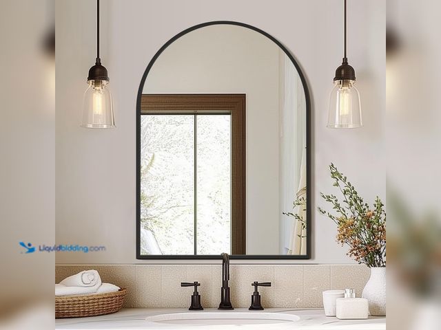 Lot 49-5541353 - FICTOR Bathroom Mirror for Wall, Arched Vanity Bathroom Mirror for Over Sink, Metal Framed with HD S...