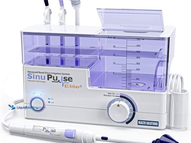 Lot 49-3528870 - SinuPulse Elite Advanced Nasal Irrigation System with 30 SinuAir Saline Packets, Pulsating Nasal Con...