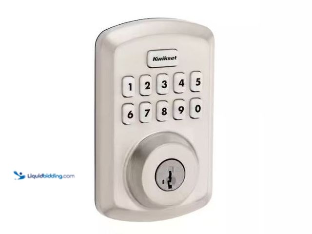 Lot 49-1573196 - Kwikset Powerbolt 250 10-Button Keypad Satin Nickel Transitional Electronic Deadbolt Door Lock, Mode...